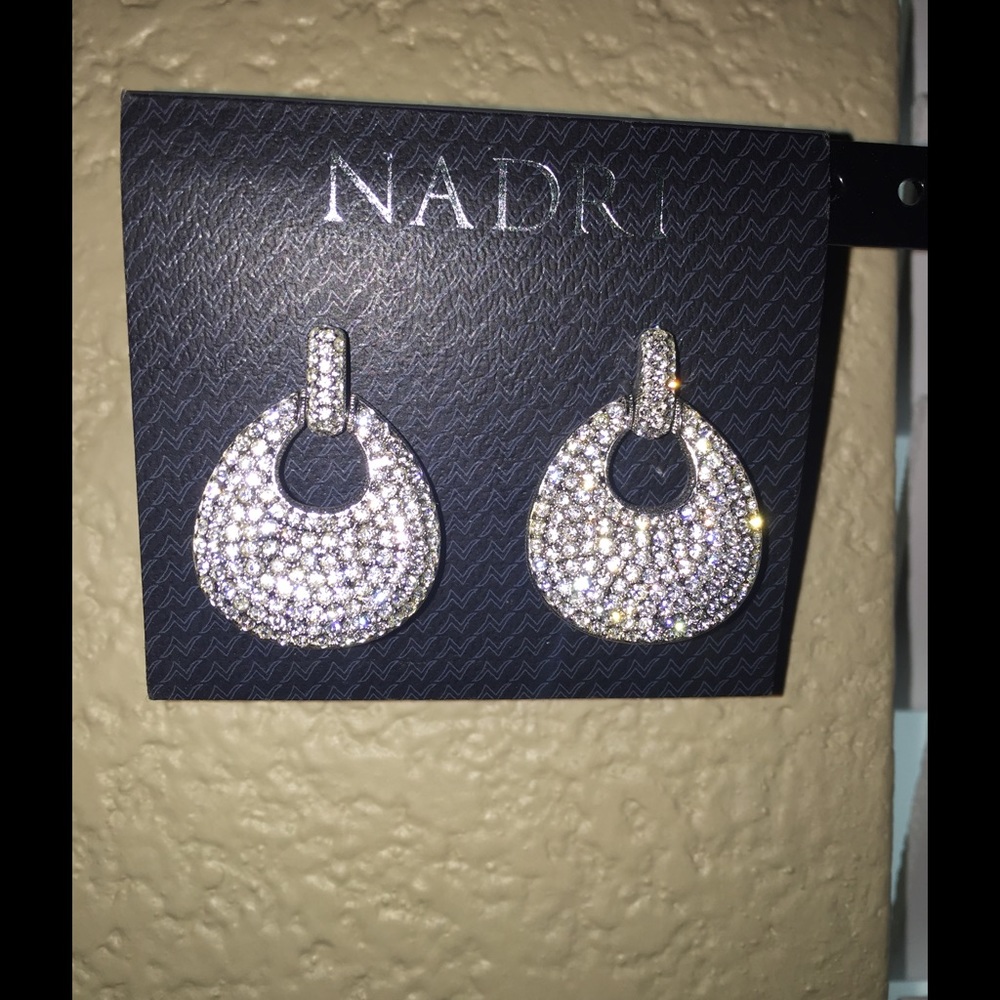STUNNING NADRI SILVER DOORKNOCKER EARRINGS NWT